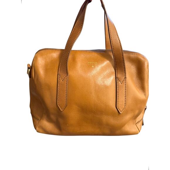 Fossil Sydney Satchel Crossbody Leather Handbag Tan Camel Natural + WALLET - Picture 11 of 16